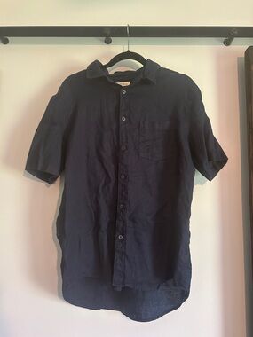 Thom Aaron Men's Navy Short-Sleeve Button-Up Shirt